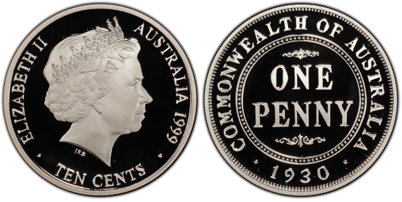 PThappally收藏第54次拍卖，英联邦地区硬币纸币 澳大利亚 1999 10分 8.36 g 银币 PCGS PR69DCAM