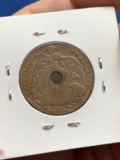 《竞宝斋》第438场 周日，周一，周二 3场连拍 （全场包邮） 三枚一组 法属 印度支那 1分 中孔 铜币/锌币 好品磨损较少