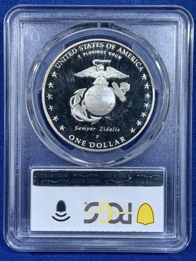 《竞宝斋》第438场 周日，周一，周二 3场连拍 （全场包邮） PCGS PR67DCAM 美国2005年1美元精制银币 美国海军陆战队成立230周年（2007年克劳斯最佳克朗币奖）