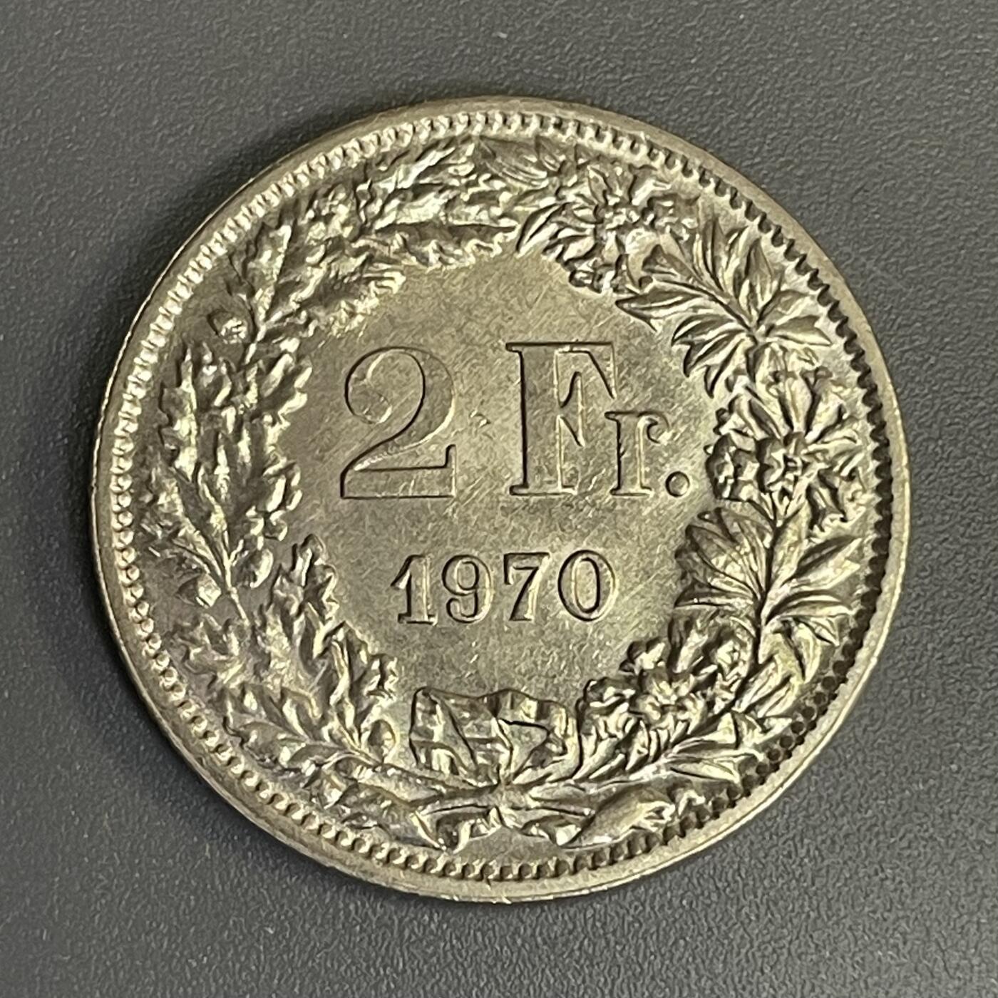 回流1115 瑞士1970年2法郎（等值17.88人民币） 赫尔维蒂亚女神 