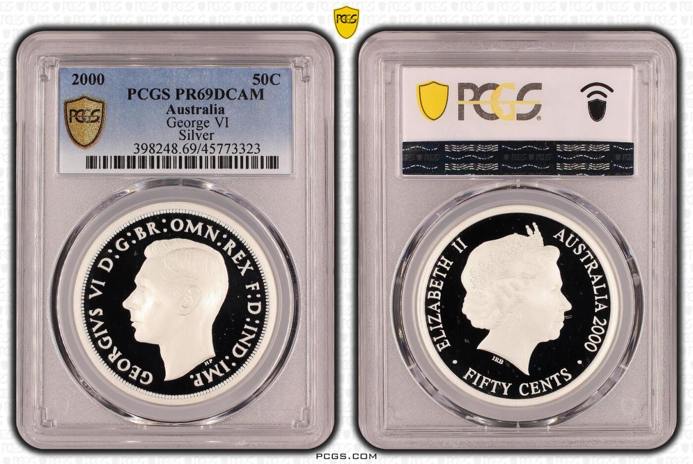 PThappally收藏第54次拍卖，英联邦地区硬币纸币 澳大利亚 2000 50分 36.31g 银币 PCGS PR69DCAM