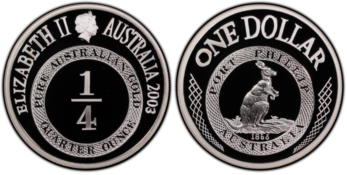 PThappally收藏第54次拍卖，英联邦地区硬币纸币  澳大利亚 2003 1元  13.36 g 铜镍币 PCGS PR69DCAM