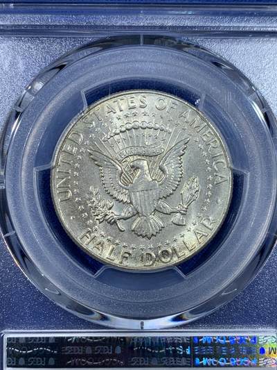 《竞宝斋》第438场 周日，周一，周二 3场连拍 （全场包邮） PCGS MS64 美国1964年肯尼迪50分半圆，900高银淡黄包浆极美品。