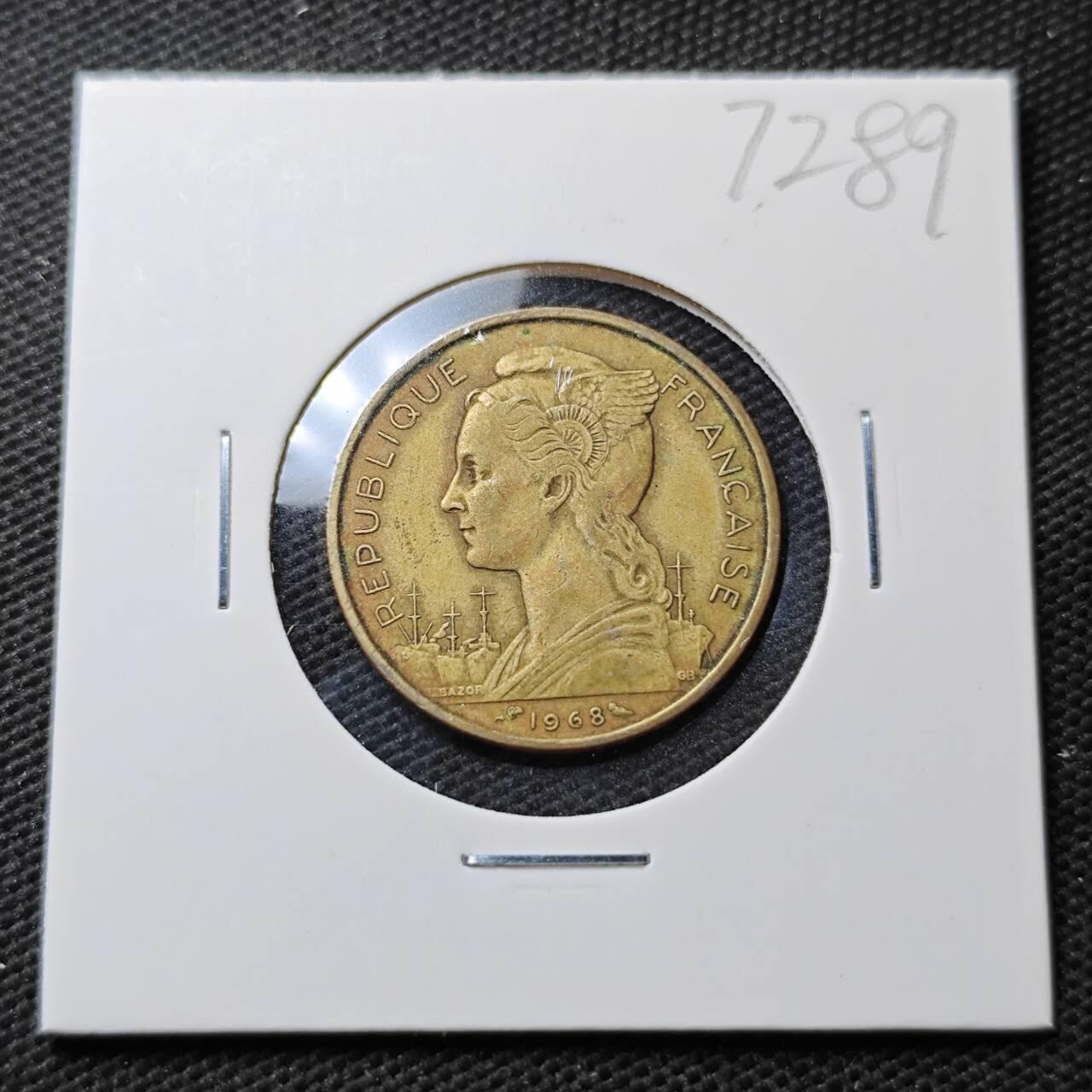 KK钱币收藏小铺  第372场  2月预留时间 周末发货  1968法属伊萨20法郎