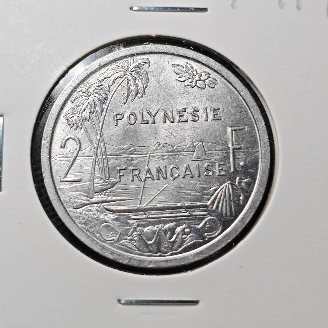 KK钱币收藏小铺  第372场  2月预留时间 周末发货  1965法属波利尼西亚2法郎