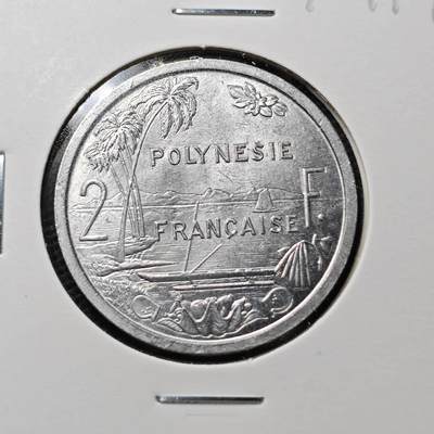 KK钱币收藏小铺  第372场  2月预留时间 周末发货 -  1965法属波利尼西亚2法郎