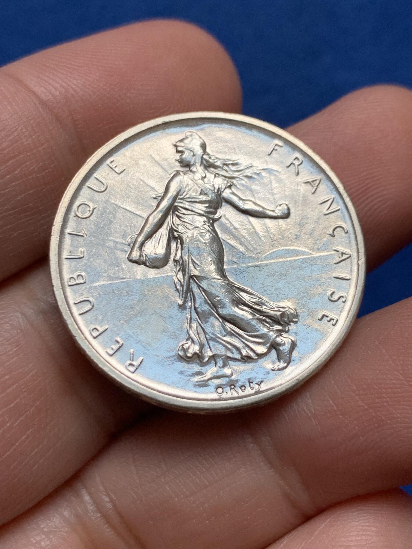 《竞宝斋》第438场 周日，周一，周二 3场连拍 （全场包邮） 法国 1960年 谷物女神 5法郎 银币