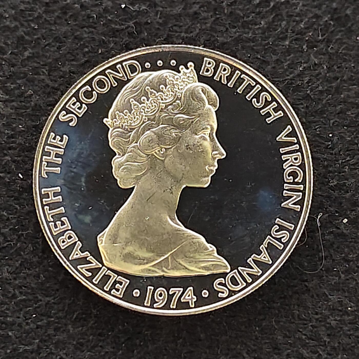 【全场包邮】纯粹捡漏拍478场（免费代拍第15场） 维尔京群岛1974年25分精制币-红树杜鹃