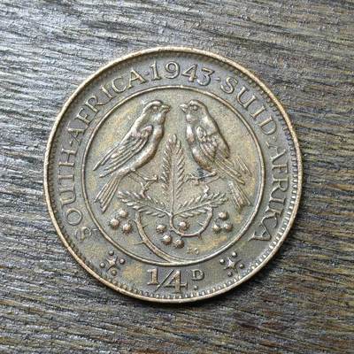 【铜匠收藏】★第132场★散币场，无佣金，30包邮。不满30元，支付5元运费。《接受代拍 代送NGC评级》 - 南非 1943年 1/4便士 铜币