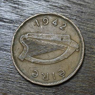 【铜匠收藏】★第132场★散币场，无佣金，30包邮。不满30元，支付5元运费。《接受代拍 代送NGC评级》 - 爱尔兰 1便士 1942年 大铜币