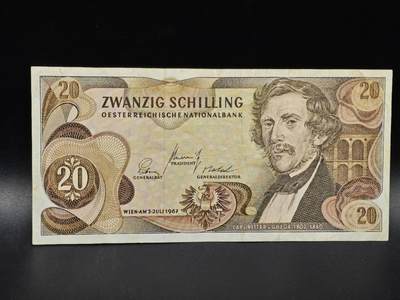 【淘币小摊】限时拍第八百拍  纸币场  满百包邮可预留两周  周一统一发货  - 奥地利1967年20先令