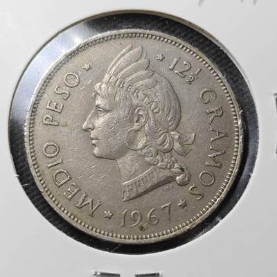 KK钱币收藏小铺  第372场  2月预留时间 周末发货 -  1967多米尼加1/2比索