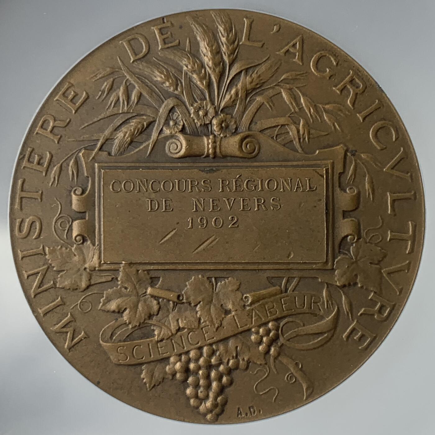 掌中浮雕-藏着的欧洲第042场 公博MS61 ：1902年法国农业铜章，50mm