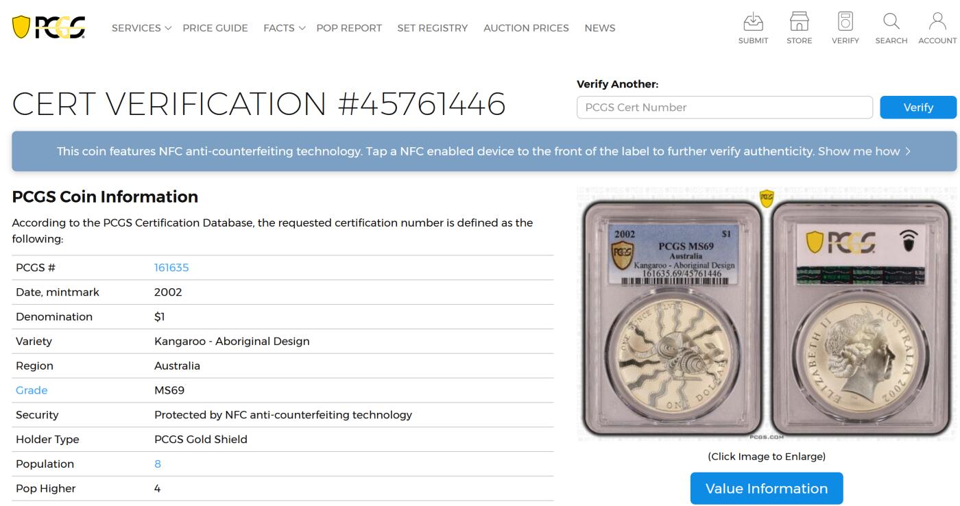 PThappally收藏第54次拍卖，英联邦地区硬币纸币  澳大利亚 2002 1澳元  31.1035g 铜镍币 PCGS PR69DCAM