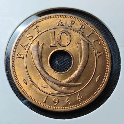 KK钱币收藏小铺  第371场  2月预留时间 周末发货 -  1964英属东非10分 好品铜币