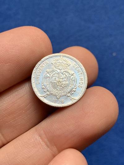 《竞宝斋》第438场 周日，周一，周二 3场连拍 （全场包邮） 西班牙 1926年 阿方索十三世 50分银币 最后一版头像