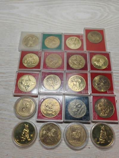 90年代 各类生肖纪念铜章 20枚 绝大多数原盒原铜光 - 90年代 各类生肖纪念铜章 20枚 绝大多数原盒原铜光