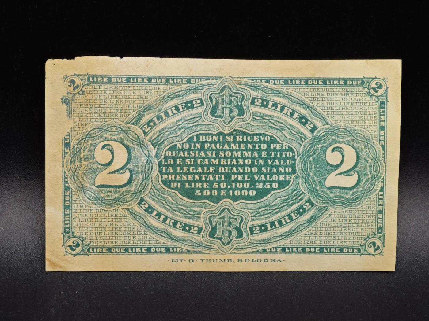 【淘币小摊】限时拍第八百拍  纸币场  满百包邮可预留两周  周一统一发货  意大利托斯卡纳1870年2里拉