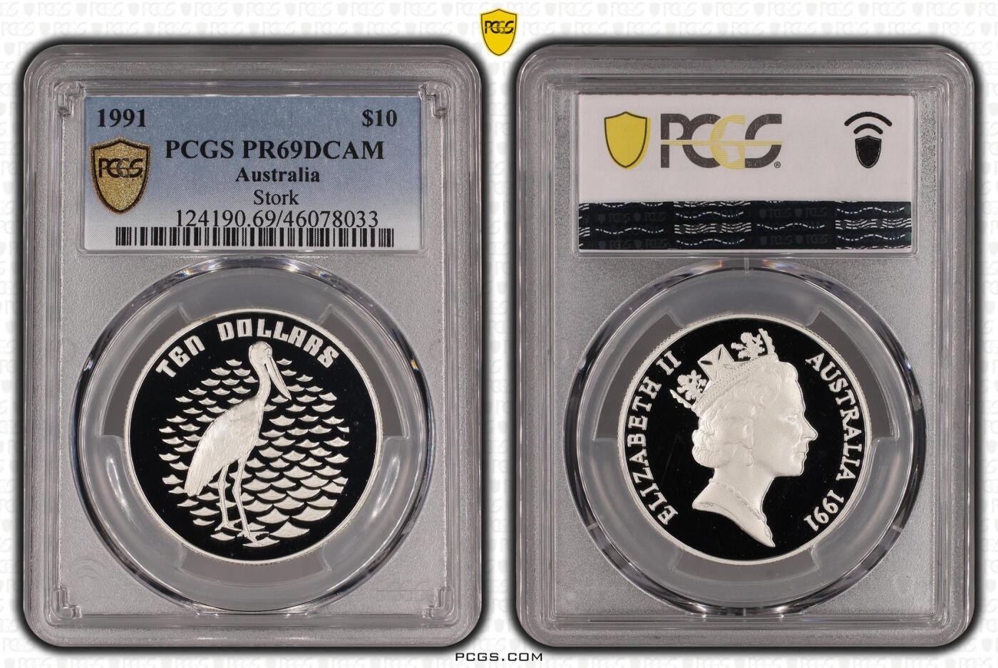 PThappally收藏第54次拍卖，英联邦地区硬币纸币 澳大利亚 1991 10澳元  20 g  银币 PCGS PR69DCAM