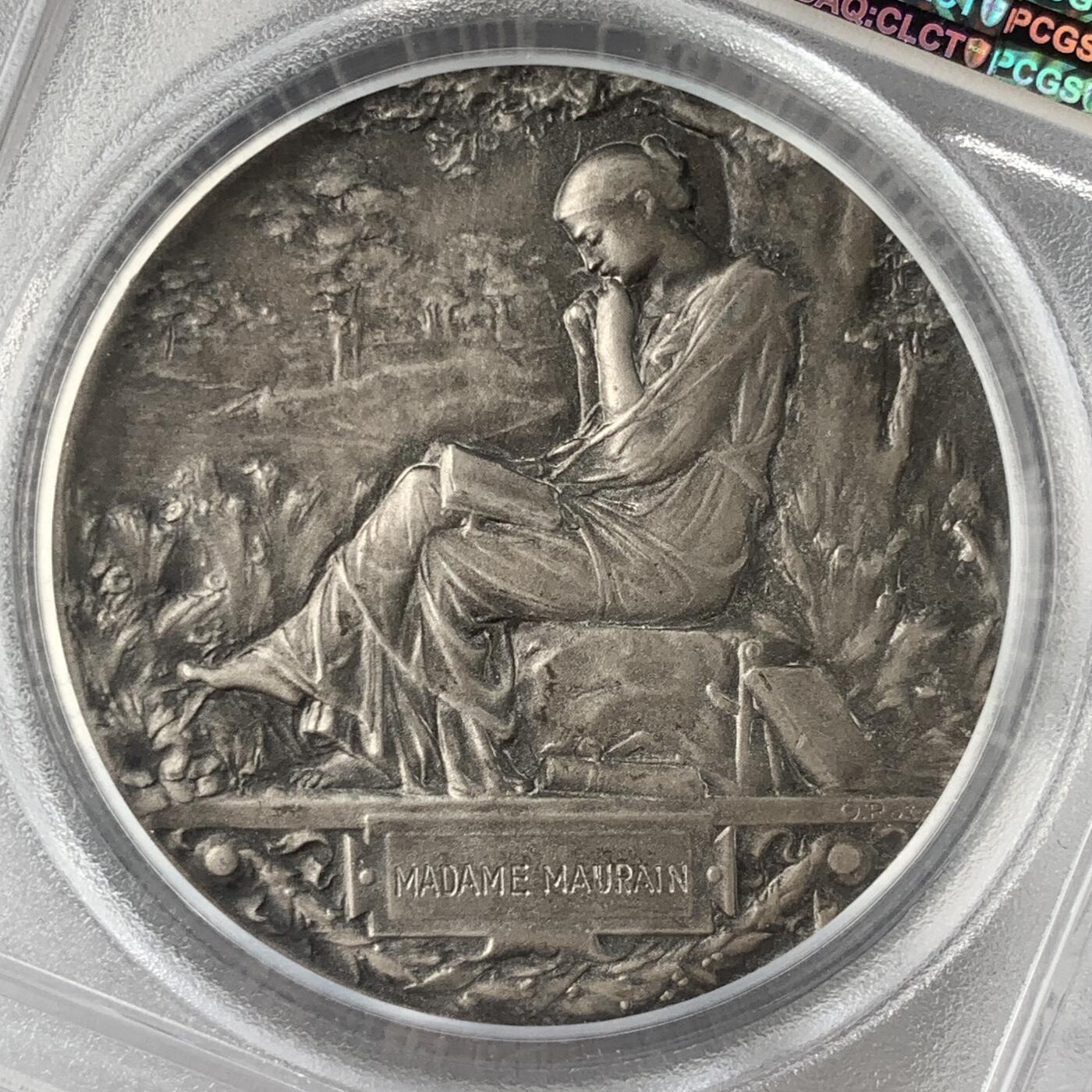 掌中浮雕-藏着的欧洲第042场 PCGS SP64 : 1937年法兰西科学促进会镀银铜章，45mm