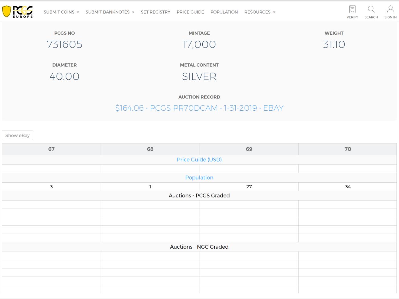 PThappally收藏第54次拍卖，英联邦地区硬币纸币 澳大利亚 1999 1澳元 31.10g 银币 PCGS PR69DCAM