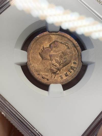 《竞宝斋》第438场 周日，周一，周二 3场连拍 （全场包邮） NGC UNC 葡属几内亚 1933年 10分铜币 全套最少得一枚 总筋