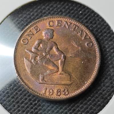 KK钱币收藏小铺  第371场  2月预留时间 周末发货 -  1963菲律宾1分铜币 好品