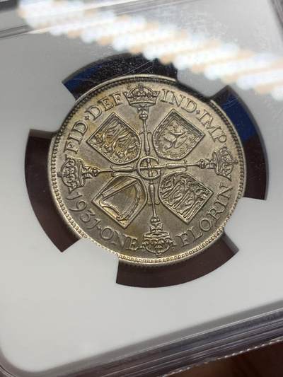 《竞宝斋》第438场 周日，周一，周二 3场连拍 （全场包邮） NGC MS61 英国 1931年 2先令弗洛林，乔五银币 包浆难得