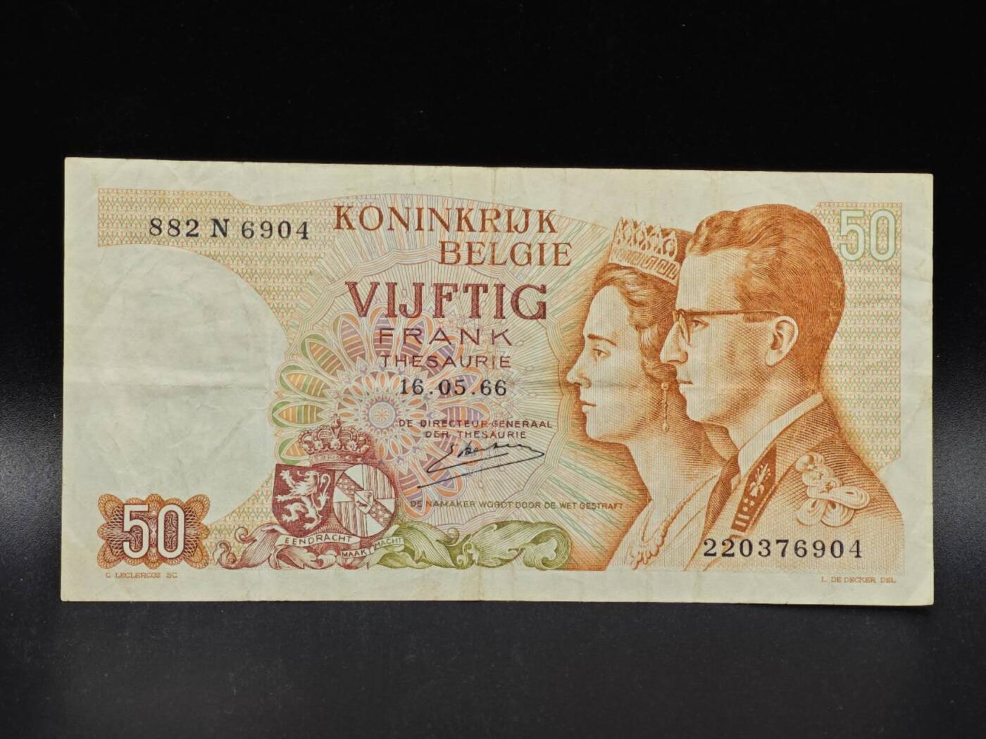 【淘币小摊】限时拍第八百拍  纸币场  满百包邮可预留两周  周一统一发货  比利时1966年50法郎