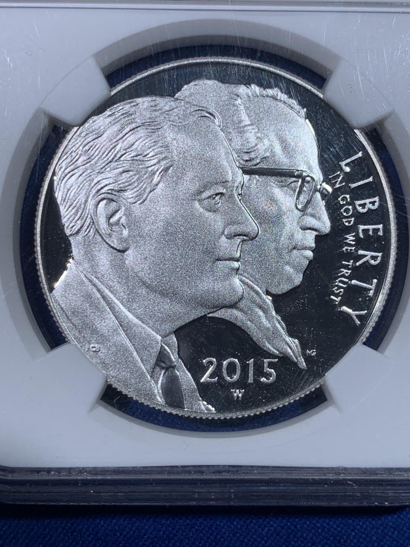 《竞宝斋》第438场 周日，周一，周二 3场连拍 （全场包邮） NGC PF69UC 美国2015年1美元精制银币 美国婴儿健康协会 早期蓝标