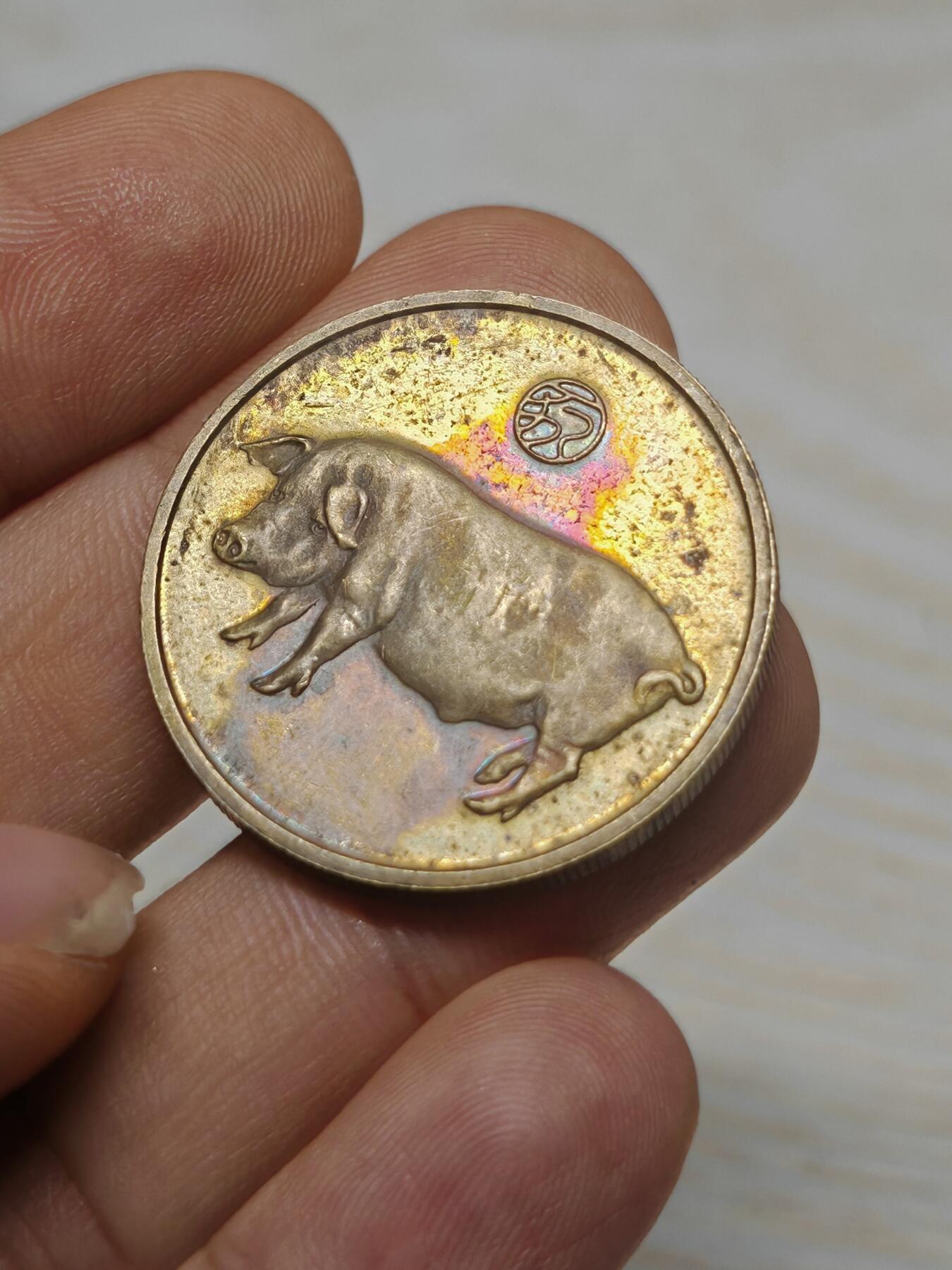 1995年 猪年 各类纪念铜章5枚，有一枚带点彩