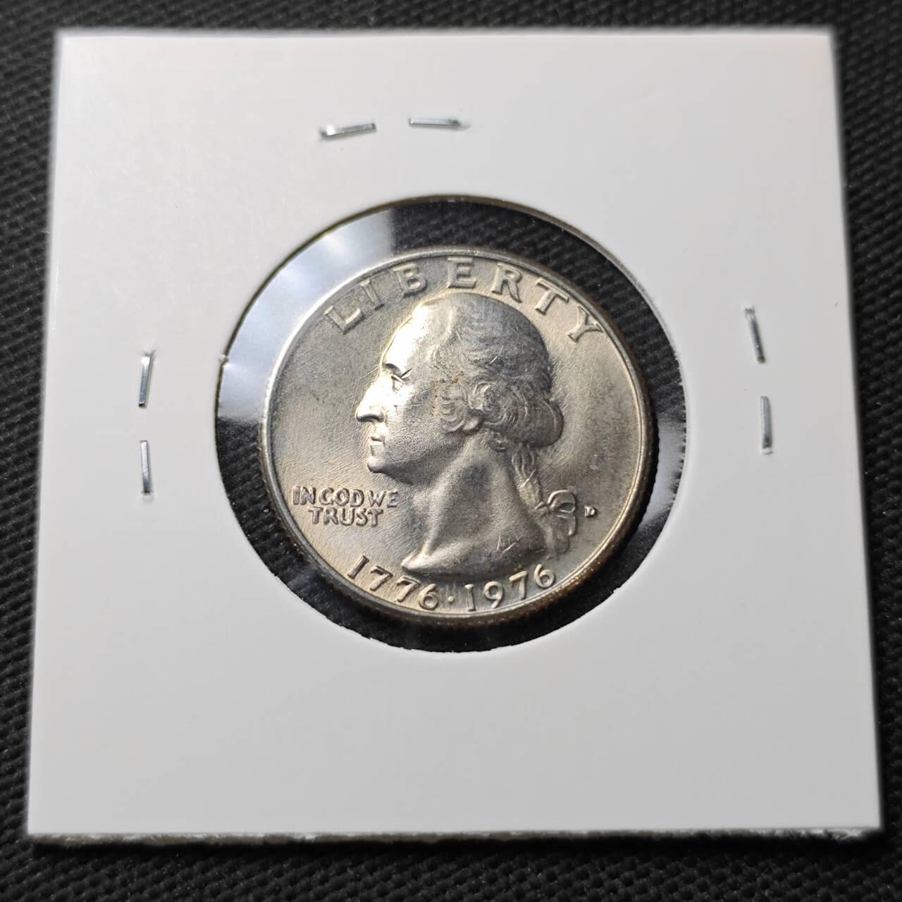 KK钱币收藏小铺  第372场  2月预留时间 周末发货  美国建国200周年25分纪念币 好品