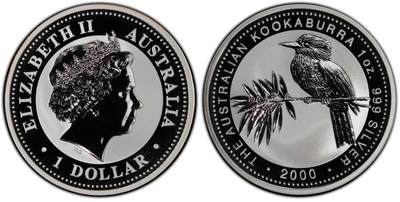 PThappally收藏第54次拍卖，英联邦地区硬币纸币 - 澳大利亚 2000 1澳元 31.10g 银币 PCGS MS67