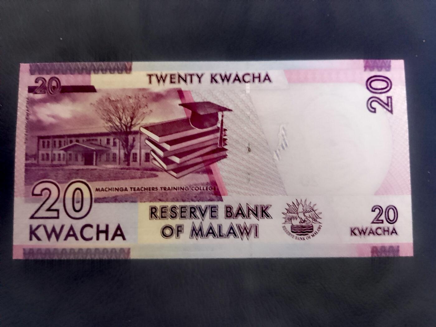 全新马拉维2016年20克瓦查靓品纸币