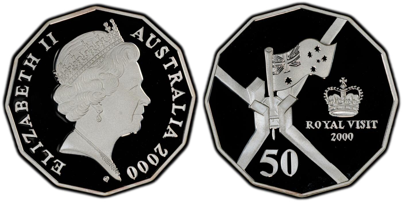 PThappally收藏第54次拍卖，英联邦地区硬币纸币  澳大利亚 2000 50分  15.55 g 银币 PCGS PR67DCAM