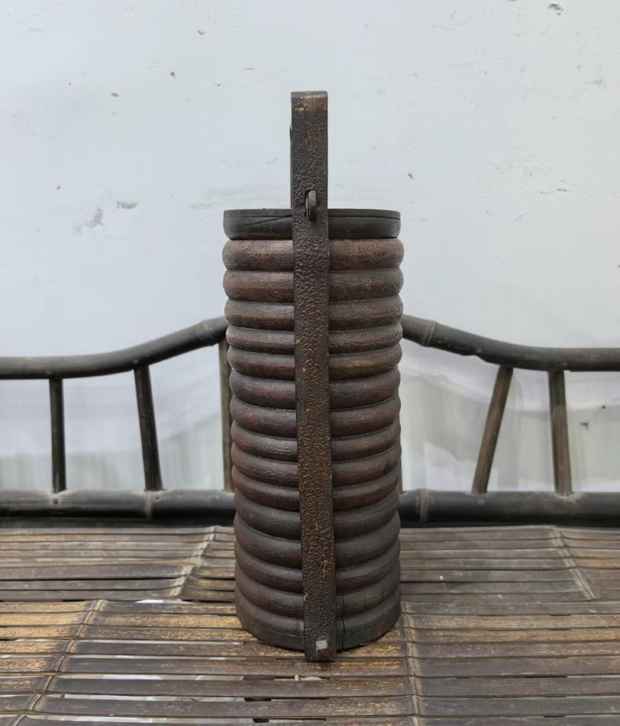 兰馨堂古玩杂项专场 木雕老竹雕提篮盒文盒 