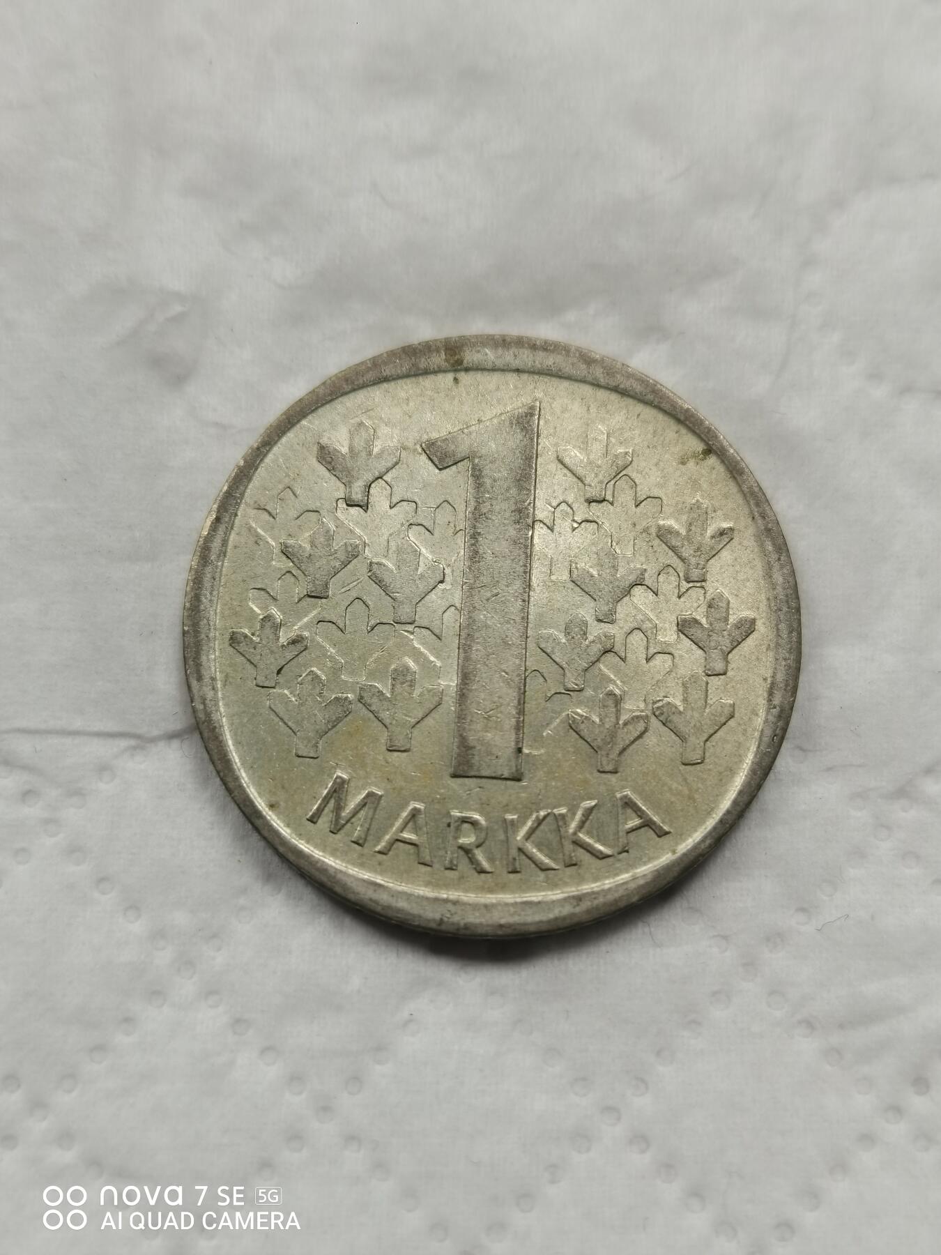 外国钱币 68年芬兰1马克