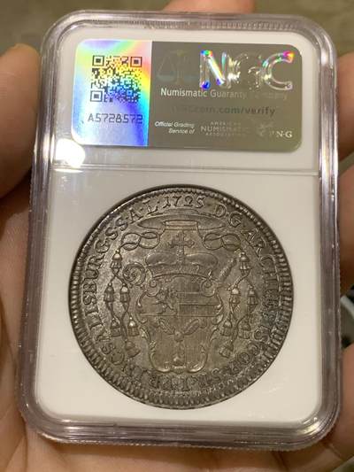 《竞宝斋》第438场 周日，周一，周二 3场连拍 （全场包邮） 唯一冠军分 NGC MS63 神圣罗马帝国 萨尔茨堡大主教区 1725年 安东尼亲王 泰勒大银币 61分Sincona3.9W成交 及其难得的品种