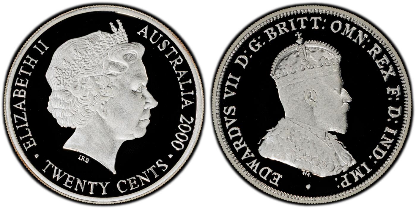 PThappally收藏第54次拍卖，英联邦地区硬币纸币 澳大利亚 2000 20分 13.36g 银币 PCGS PR68DCAM