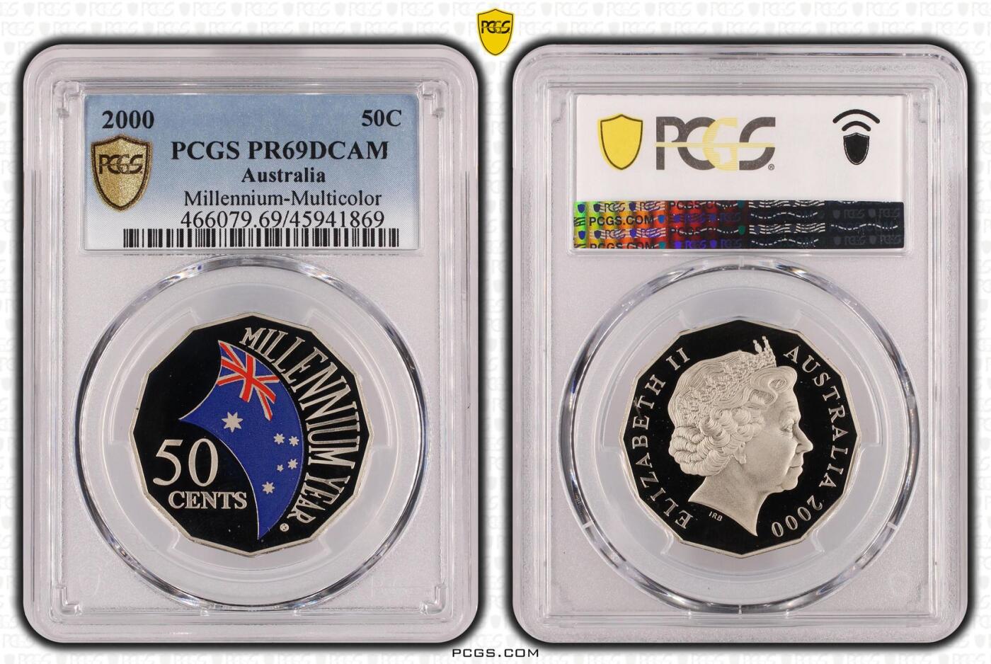 PThappally收藏第54次拍卖，英联邦地区硬币纸币  澳大利亚 2000 50分  15.55 g 铜镍币 PCGS PR69DCAM