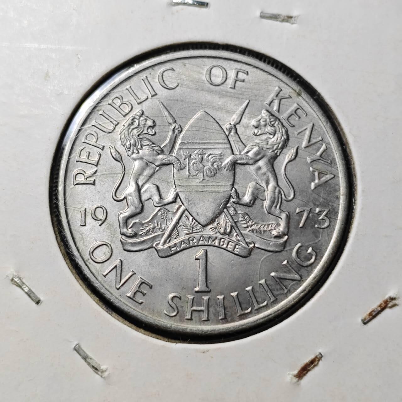 KK钱币收藏小铺  第372场  2月预留时间 周末发货  1973肯尼亚1先令 好品