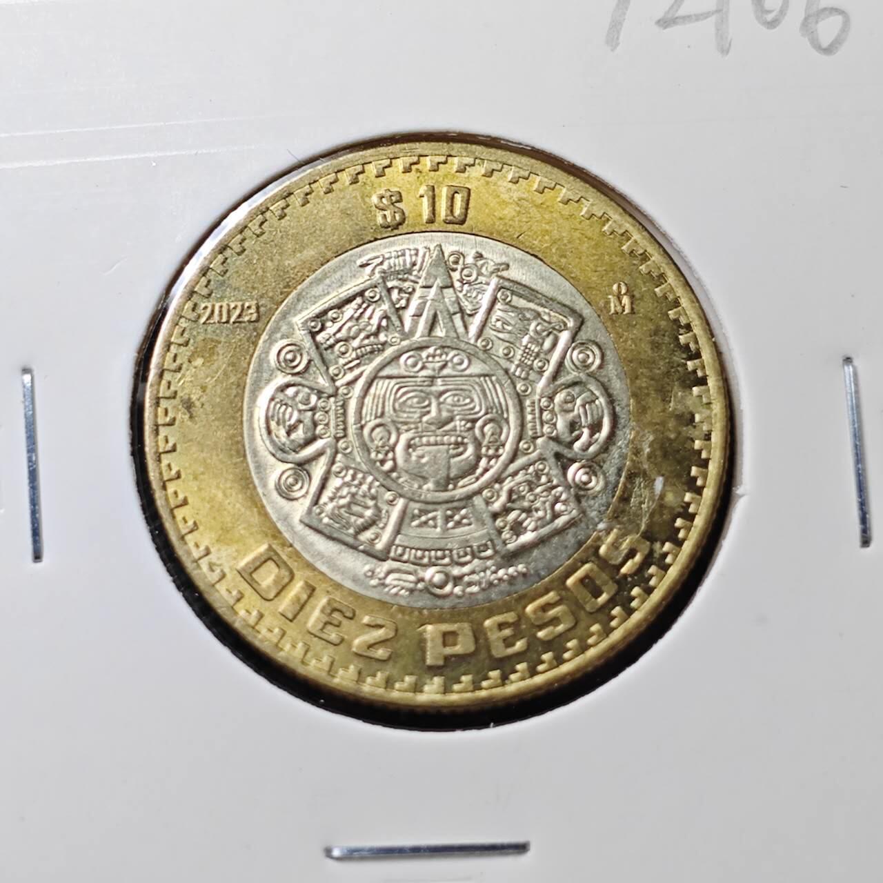 KK钱币收藏小铺  第372场  2月预留时间 周末发货  2023墨西哥10比索双色币 好品