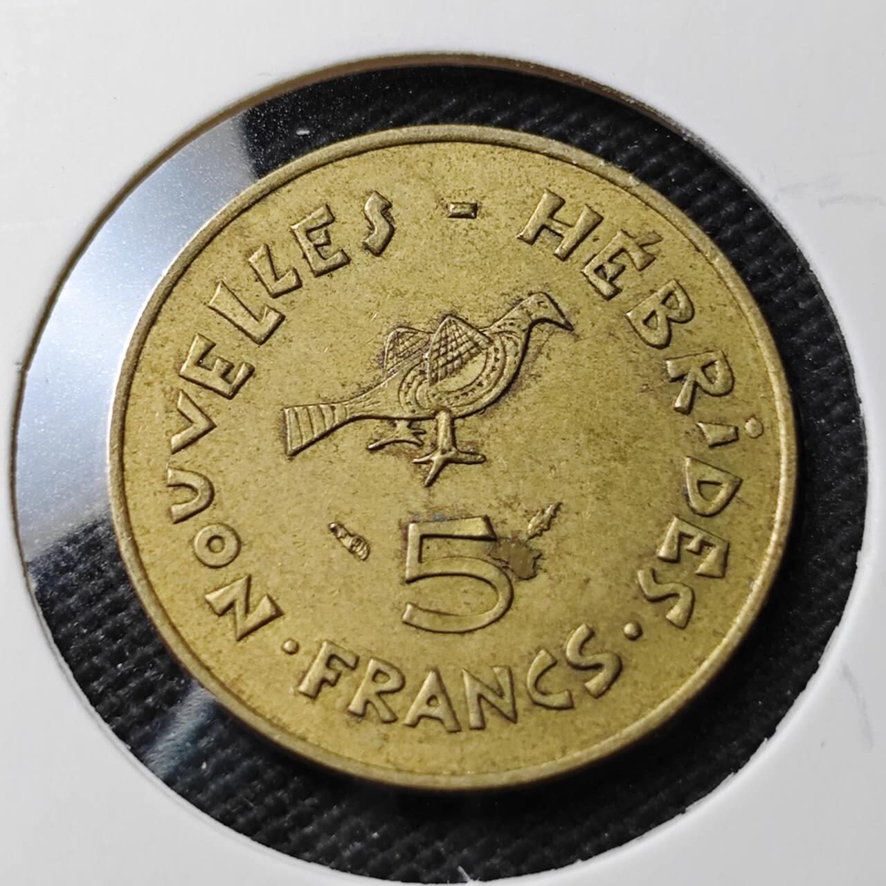KK钱币收藏小铺  第371场  2月预留时间 周末发货  法属赫布里底5法郎铜币
