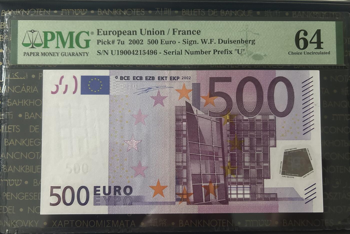 【礼羽收藏】🌏世界钱币拍卖第112期 2002版一签500欧元