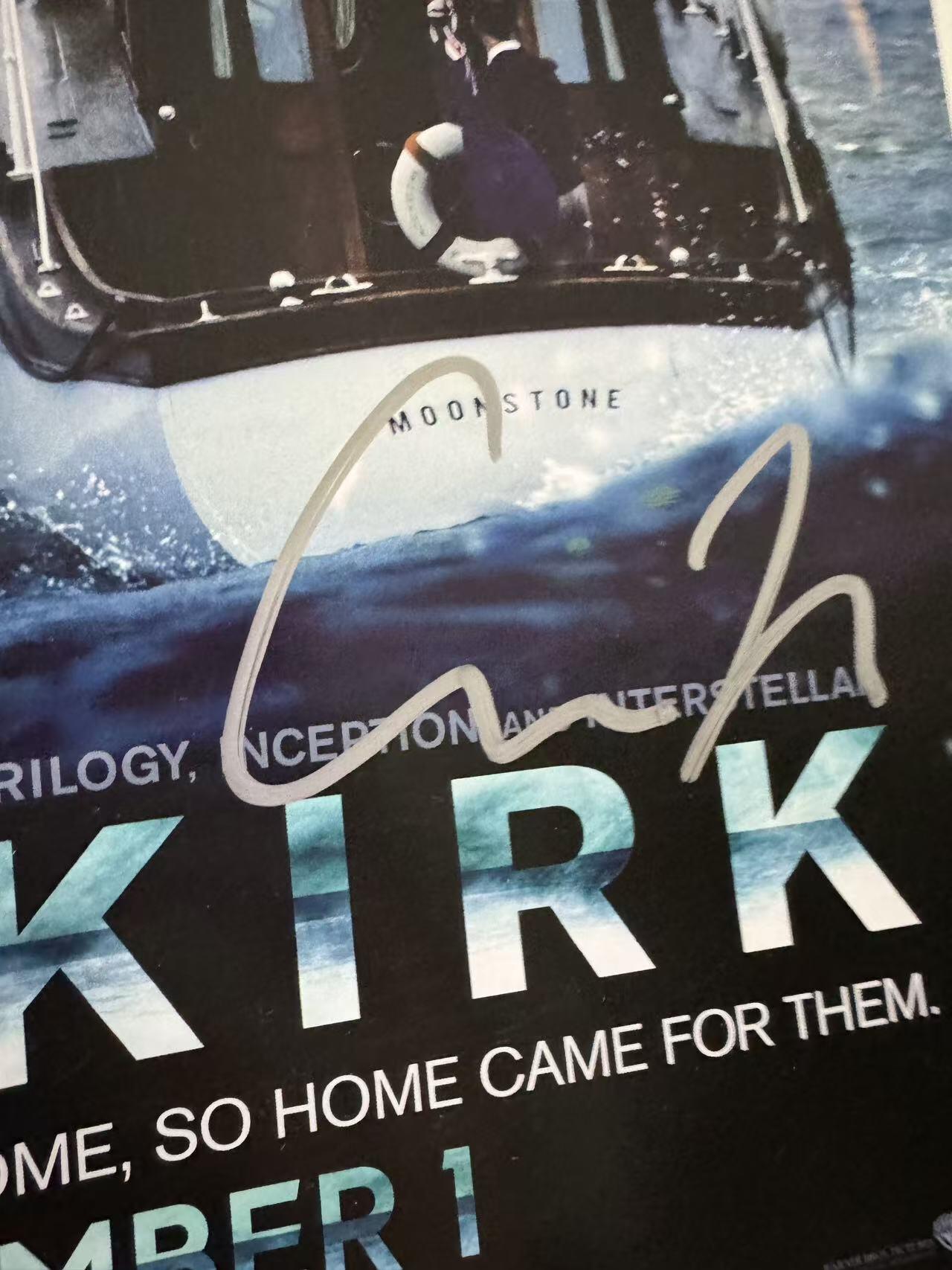 零元拍：《敦刻尔克》导演 诺兰 亲笔签名原版IMAX海报。尺寸A3。图5为装裱效果，拍品不含装裱。