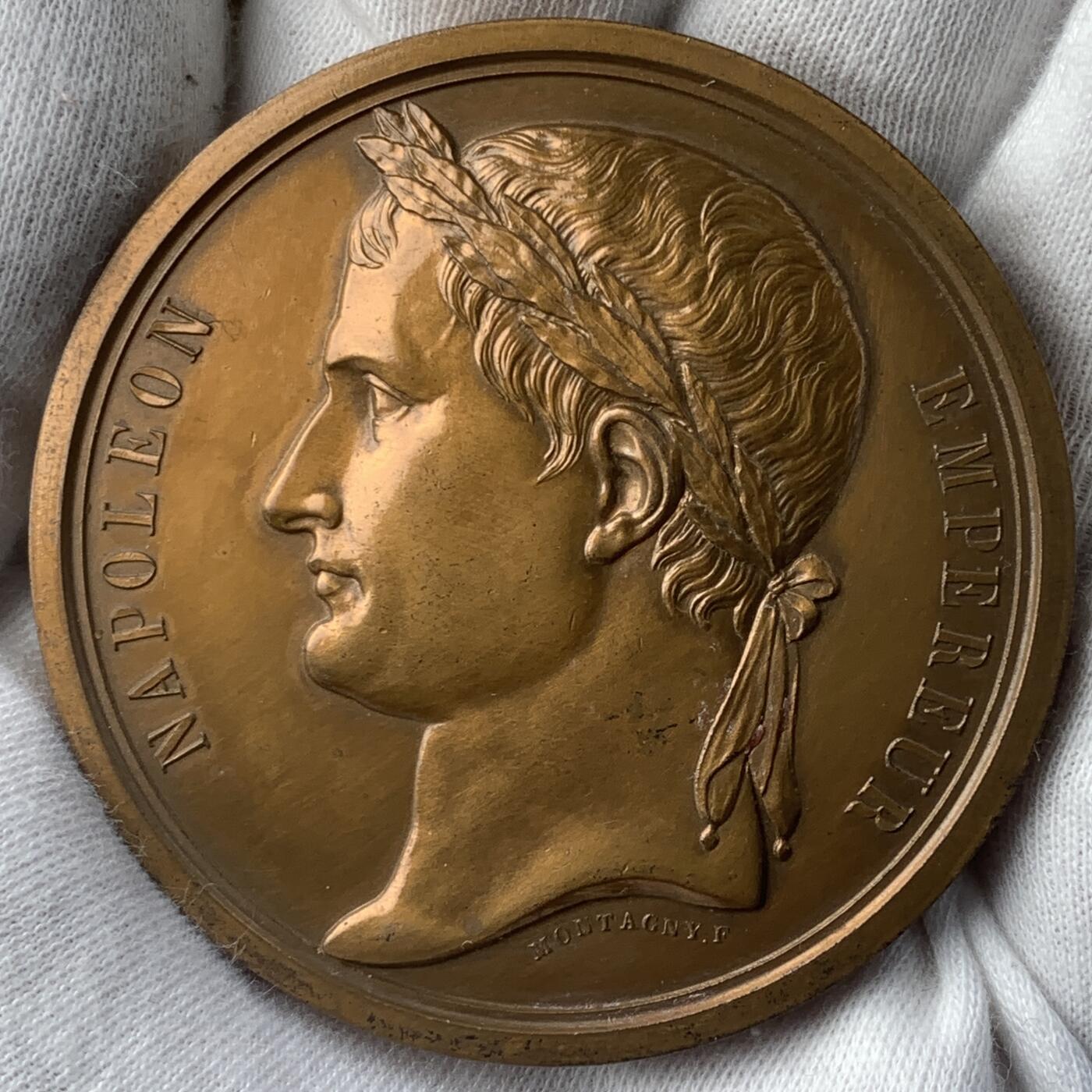掌中浮雕-藏着的欧洲第042场 1840年拿破仑灵柩回归巴黎纪念铜章，59mm，丰饶角边铭