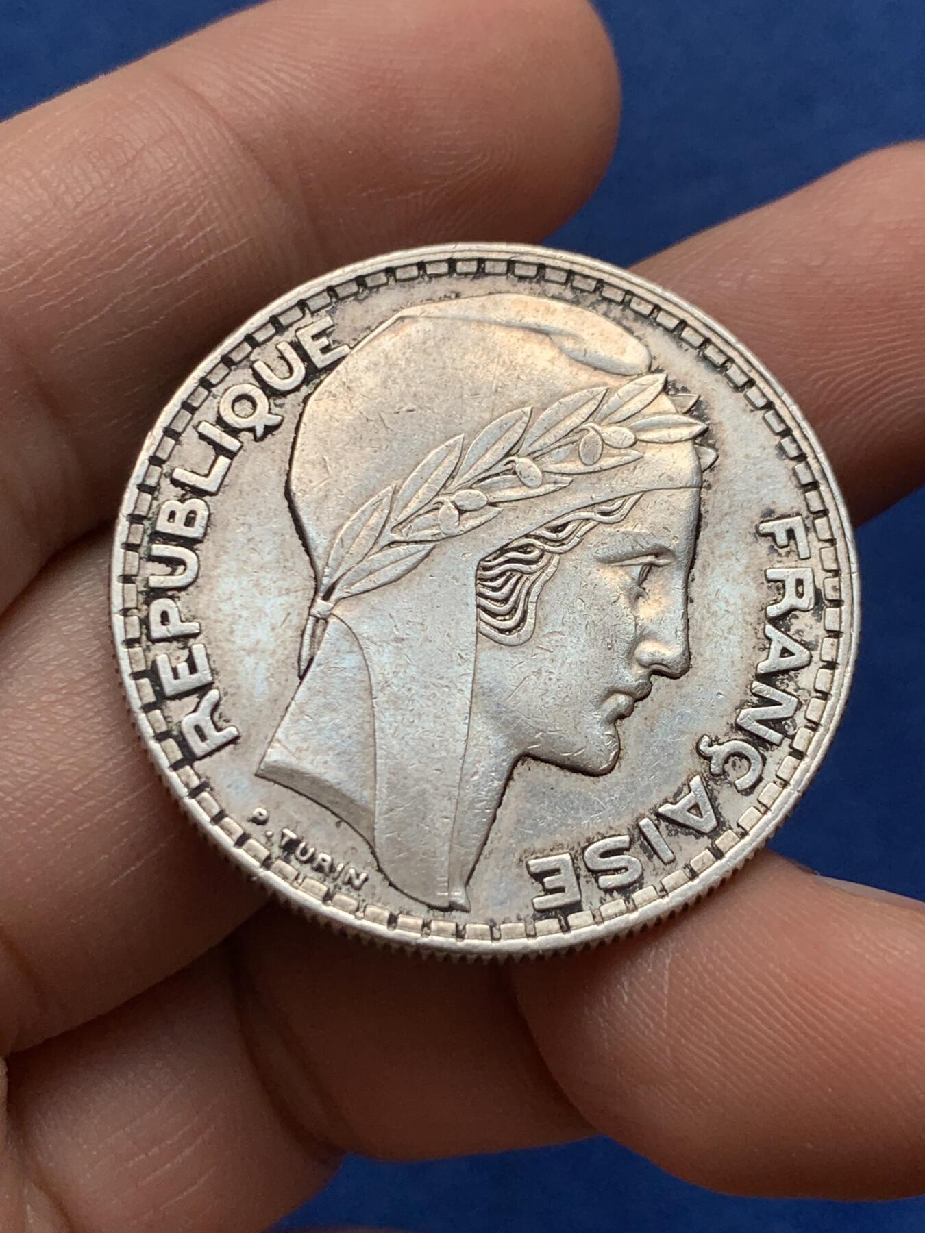 《竞宝斋》第438场 周日，周一，周二 3场连拍 （全场包邮） 法国1938年谷物女神20法郎银币