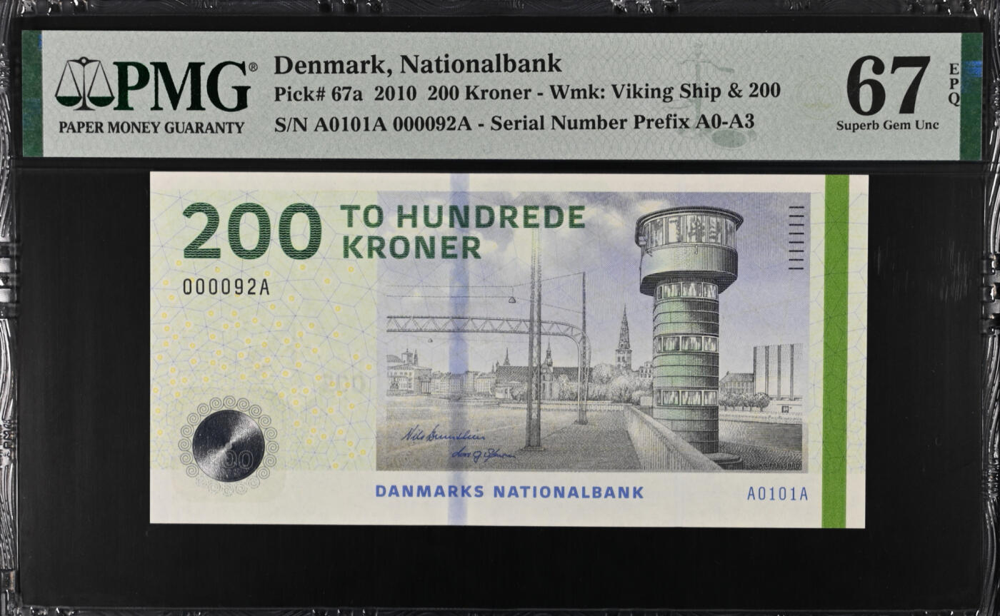 【礼羽收藏】🌏世界钱币拍卖第112期 【3A首发小号】丹麦2010年 200克朗 首发92号 PMG67高分