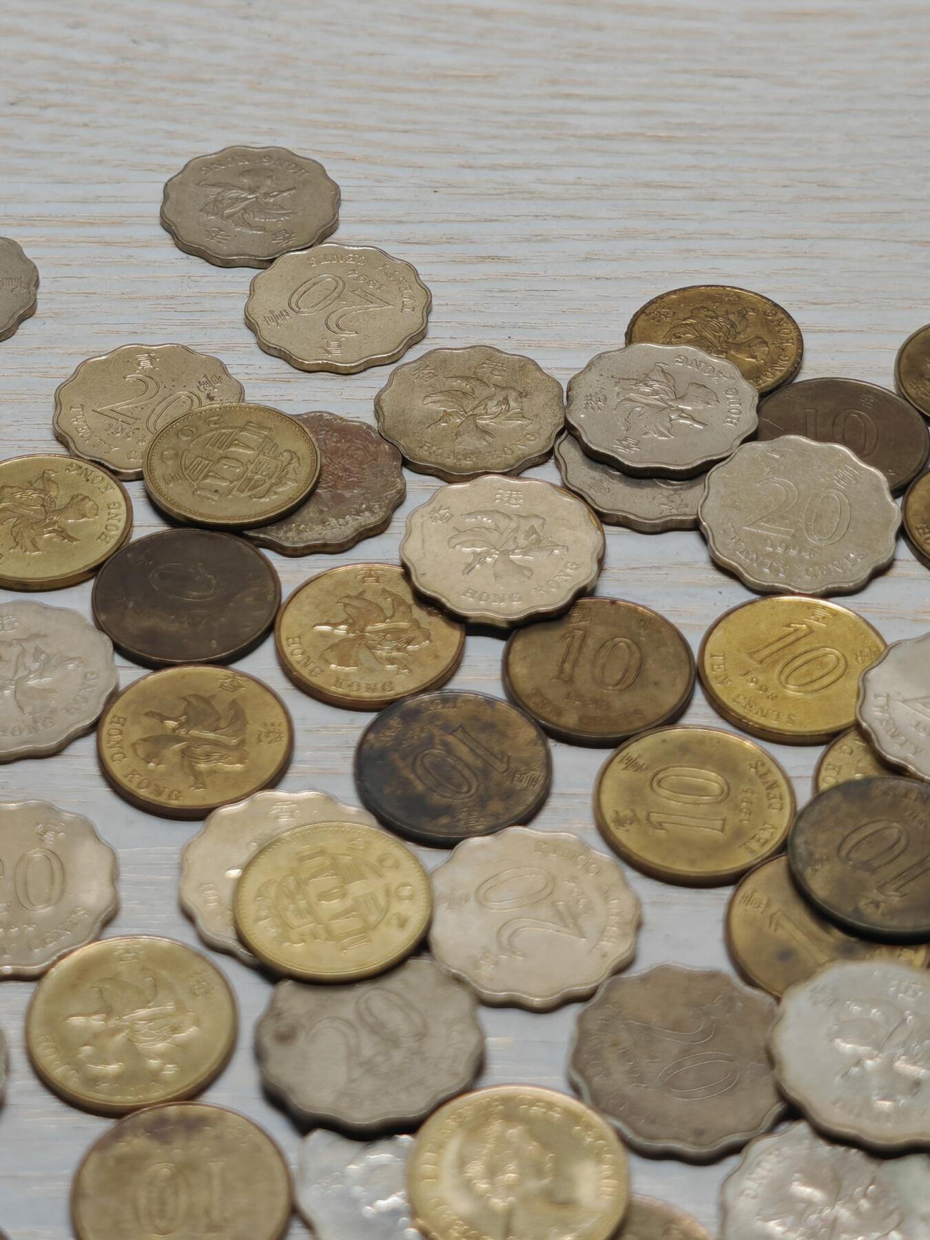 1997年前后 中国香港紫金花港币 二毫 一毫82枚，整体品相较好