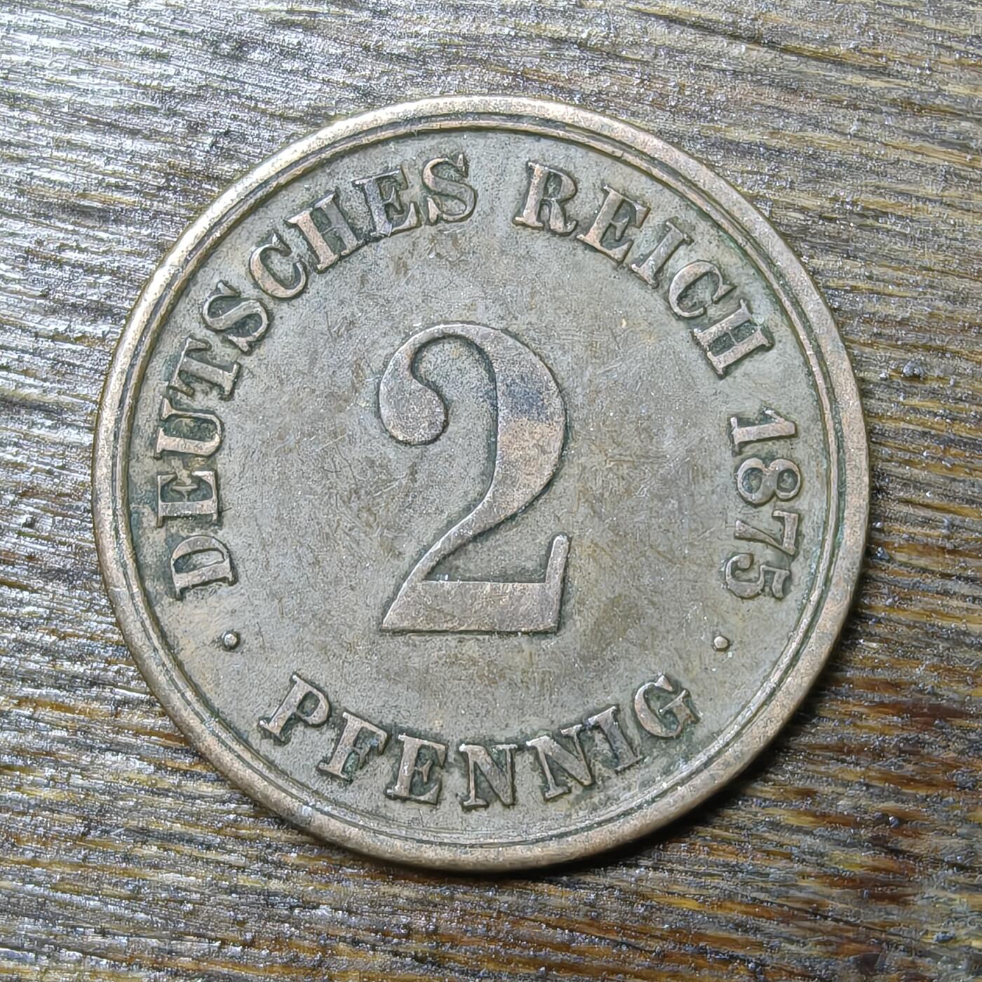 【铜匠收藏】★第132场★散币场，无佣金，30包邮。不满30元，支付5元运费。《接受代拍 代送NGC评级》 德国 1875年 2芬尼 铜币D厂 短翅德意志第二帝国